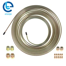25 Ft. 3/16 OD Brake Line Tubing Kit Galvanized W/ 16 Fittings