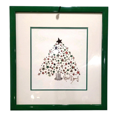 ROSIE ODONELL 98 Christmas Tree of Stars Painting Signed and Framed  15x16  7/99