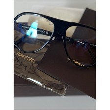 Tom Ford Glossy Black Aviator Blue Blocking Frames