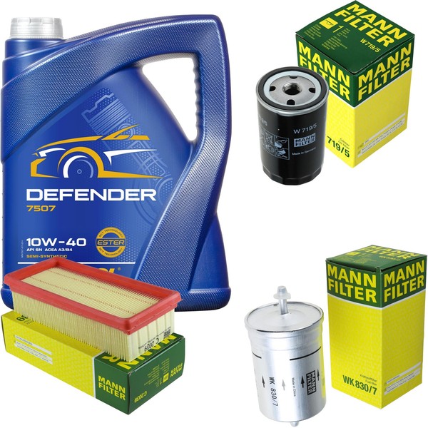 Inspektionspaket 5L Mannol Defender 10W-40 FüR VW Golf II 1.8I Cat Jetta 1.8-image