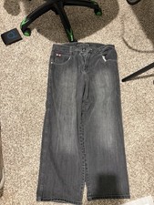 Southpole Black Red Tab Jeans Crazy Baggy Y2K Grunge Emo Wide Leg