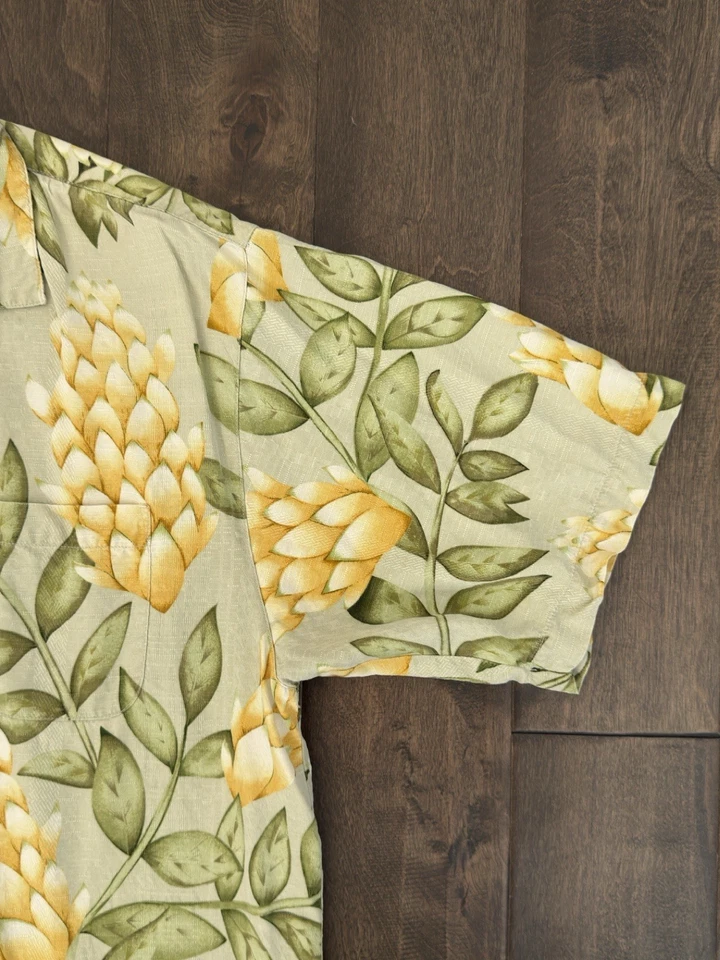 Рубашка мужская Tommy Bahama размер M короткий рукав на пуговицах гавайский цветочный узор 100% шелк - Изображение 3 из 4