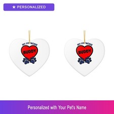 Custom French Bulldog Frenchie Paw Print Set of 2 Ornament Personalized Pet Name