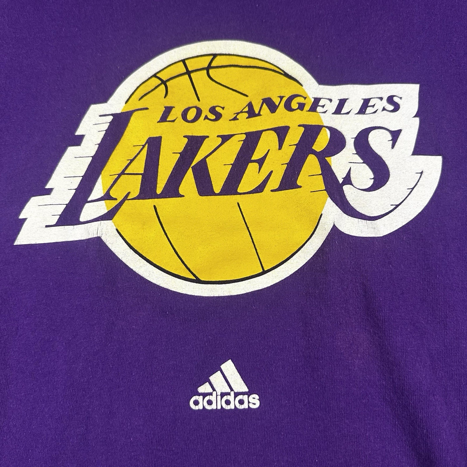 Adidas Los Angeles Lakers Long Sleeve T Shirt Purple Mens XLarge NBA thumbnail 3