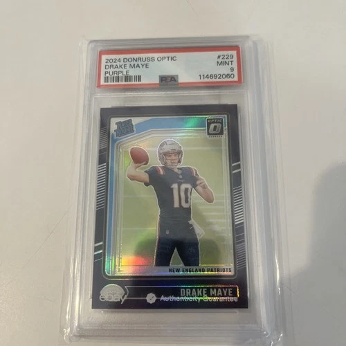 Drake Maye 2024 Panini Donruss Optic, Rated Rookie, #229 Purple Prizm /60 (RC)