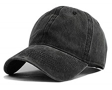 Unisex Vintage Washed Distressed Baseball Cap Twill One Size, A01-black