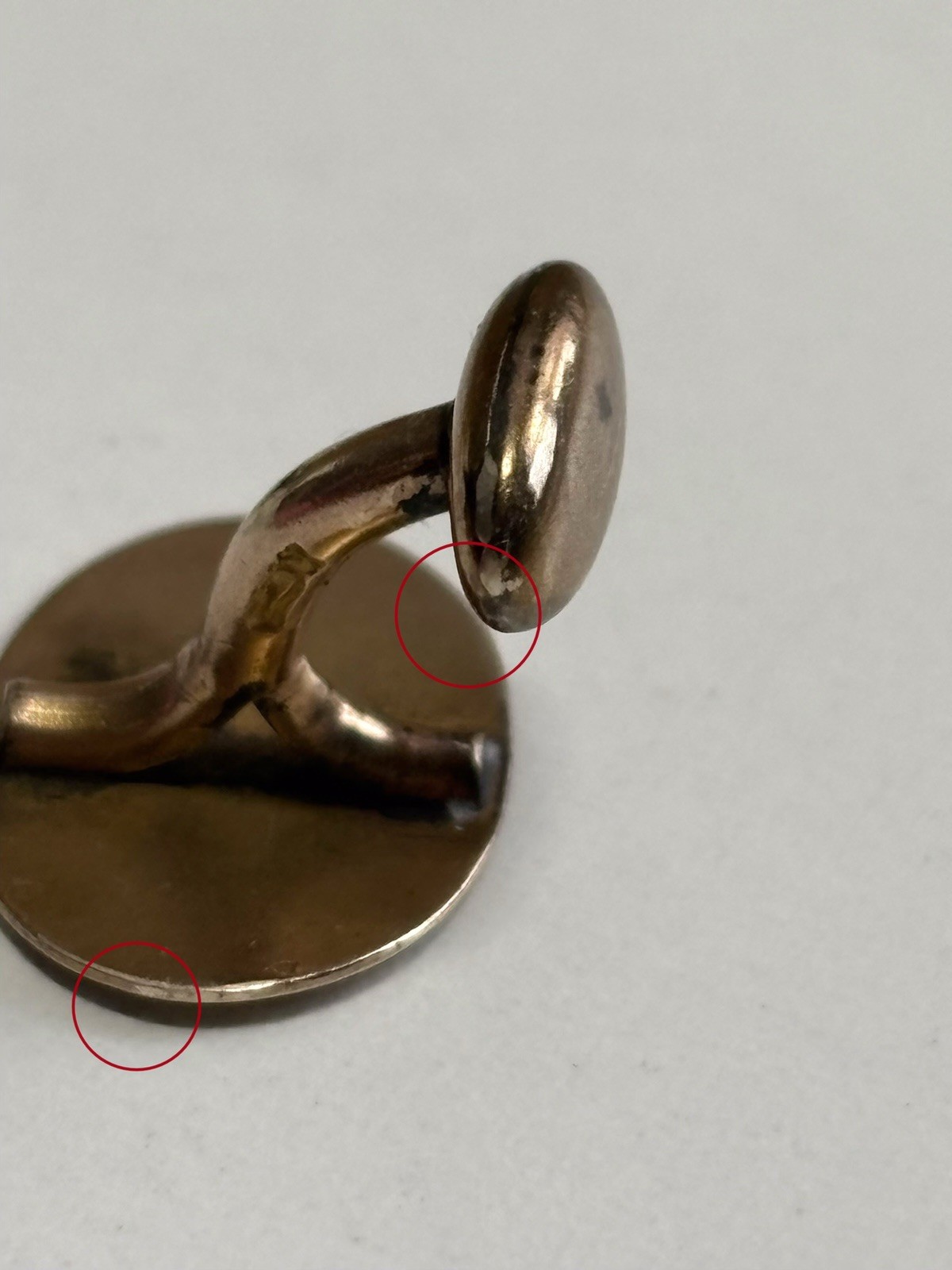 SINGLE Bean Back Cufflink Gold Plated Vintage Ant… - image 9