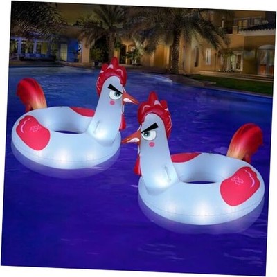 Inflatable Pool Floats with Lights, 63'' Chicken Pool Floaties with Solar 2