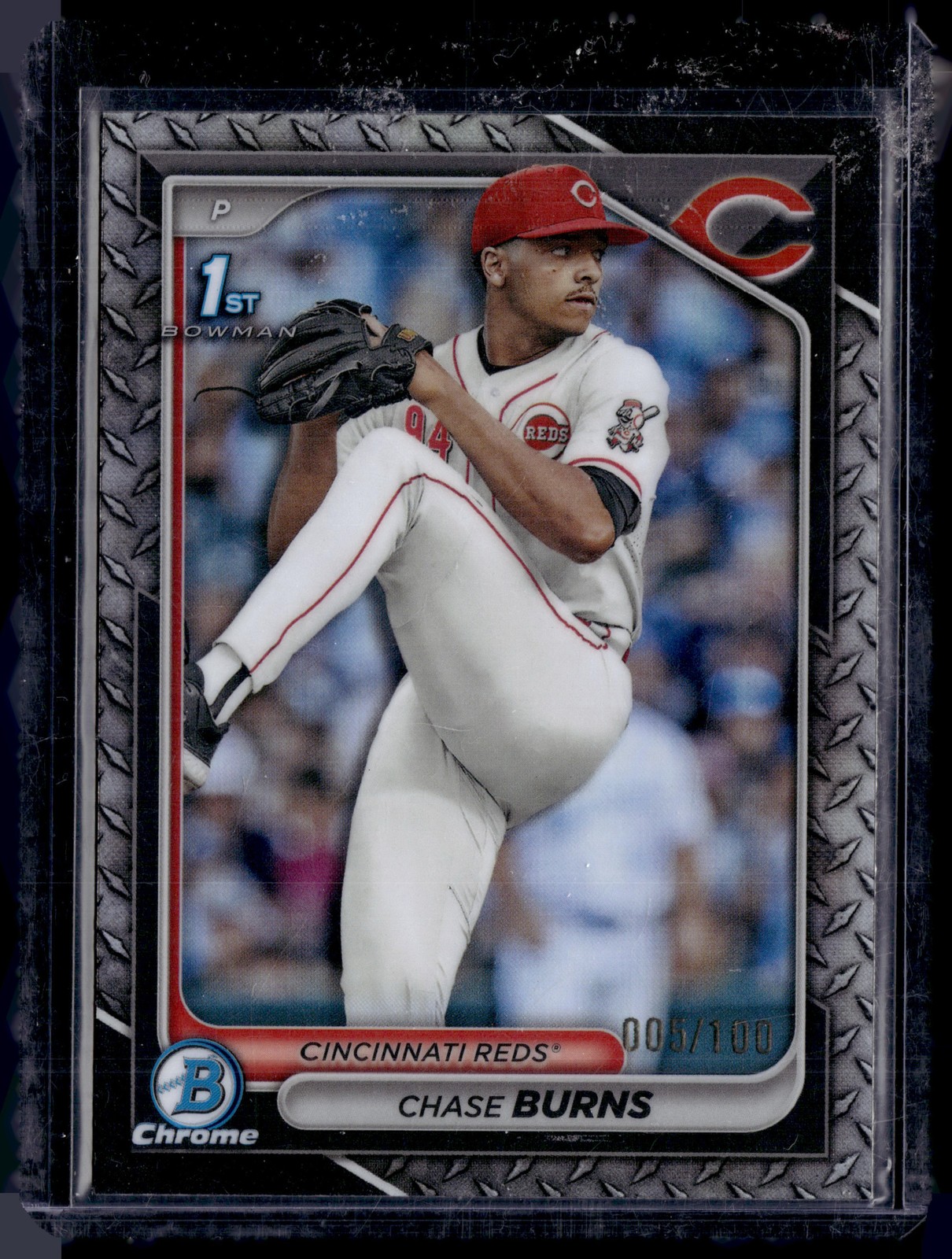 2024 Bowman Draft #BDC-55 Chase Burns Chrome Steel Metal Refractor #/100