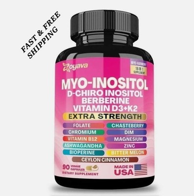 NEW Zoyava Myo-Inositol D-Chiro Inositol Berberine D3+K2 -90Caps - Free Shipping