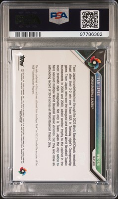 2023 TOPPS NOW WBC BASE RELIC-BLUE #WBC72B TEAM JAPAN 18/49 PSA 9