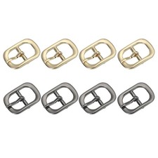 8Pcs 0.5" Single Prong Metal Roller Pin Belt Buckles Light Gold/Black