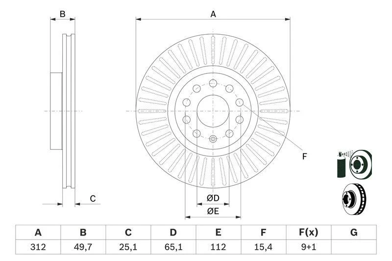 2x BOSCH 0986479932 Brake Disc Front For Audi A1 A3 Q2 Q3 TT Seat Altea Skoda VW - Image 4 of 4
