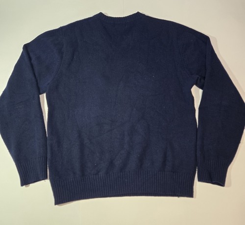 LL Bean 100% Cashmere Sweater Mens S Navy Blue Pullover V-Neck Luxury Holiday - Picture 6 of 6