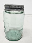 Pint Straight Sided Atlas Mason's Patent Aqua Fruit Jar Glass and Zinc Ring — photo 2