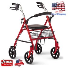 Foldable 8"Wheels Medline Steel Rollator Walker w/Seat Adjustable Handles 300lb