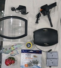 USADO AQUEON 1 galón mini arco pecera con campana LED, 2 cartuchos de filtro, 2 decoración