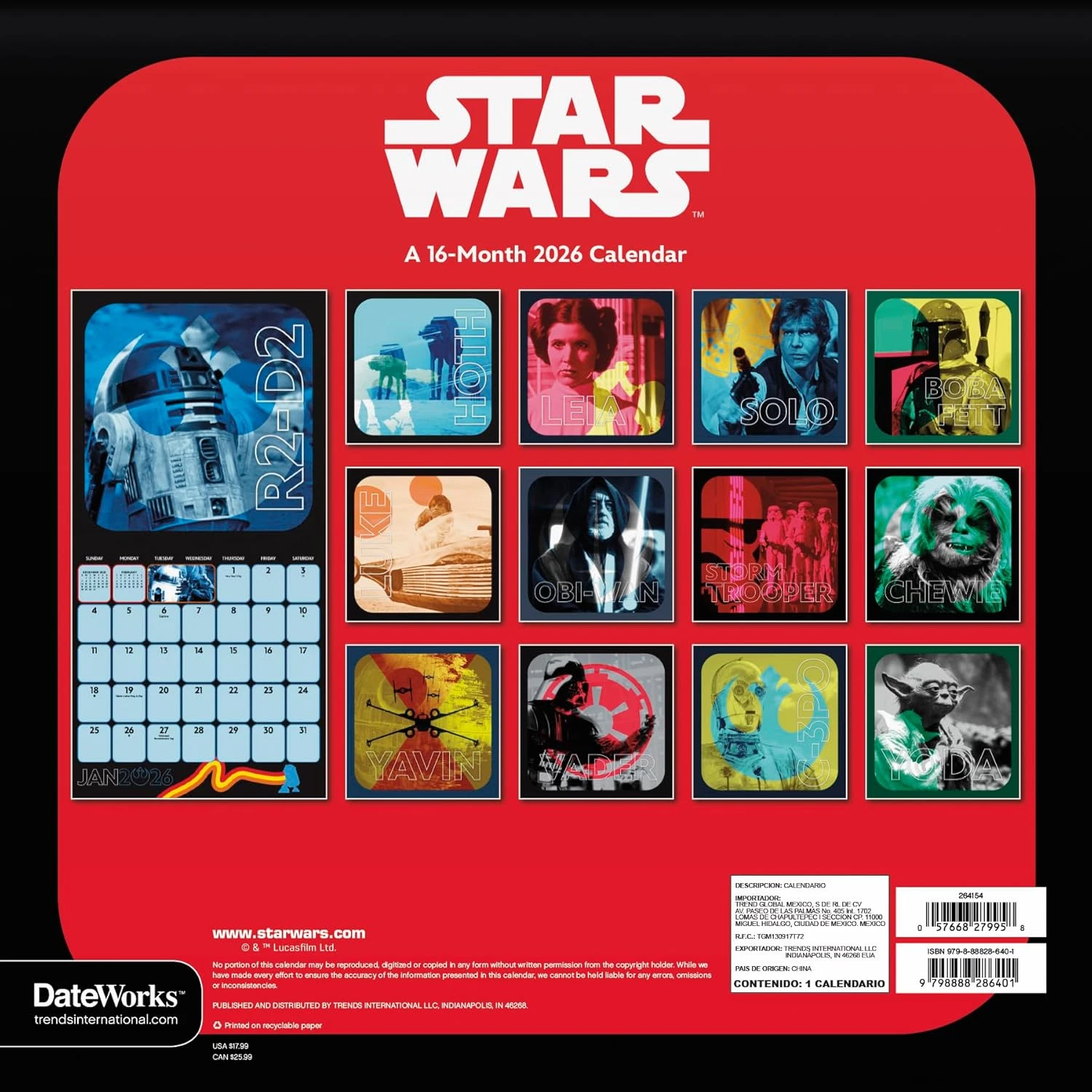 2026 Star Wars Wall Calendar