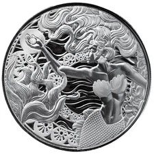 2025 Samoa Mermaid with a Pearl 1 oz Silver Proof Like Coin in capsule