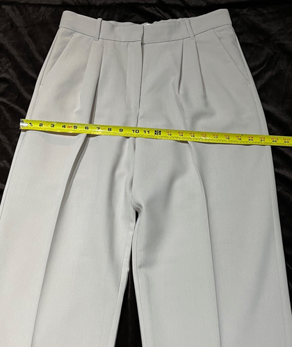Abercrombie & Fitch Women Beige Pleated High Rise Wide Leg Trouser Pants Size 14 - Picture 5 of 19