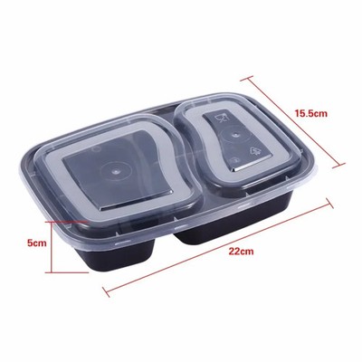 Wiederverwendbare Kunststoff-Bento-Box mit 3 Fächern für Lebensmittel Dose