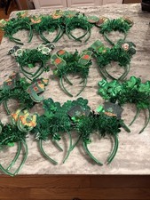 Green Shamrock Tinsel Headband for Women St. Patrick's Day. Headbands light up