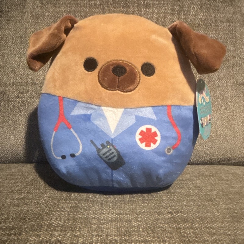 Squishmallows Daryl Dog Plush EMT Outfit Brown Blue Washable