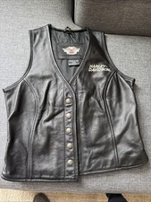 Harley Davidson Motorcycle Vest Women's Sz- S, Black Leather Made in USA