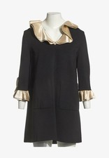 GUCCI - Black A Line Long Sleeve Mini Dress w Cream Ruffles - Small