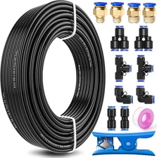 mxuteuk 5/16" Air Line Tubing Kit,5/16 Inch(8mm) OD x (8mm) OD, Black 