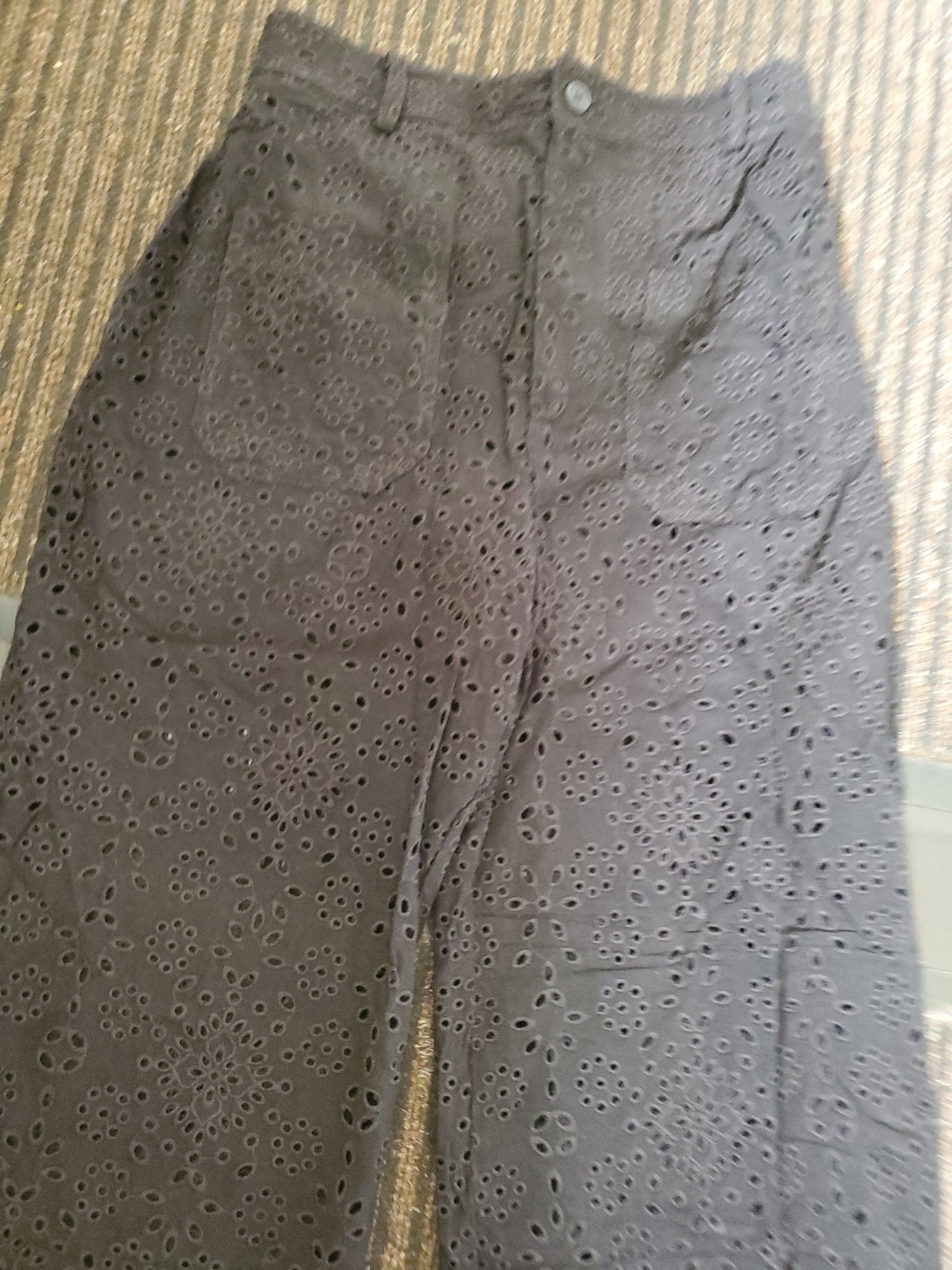 ZARA BLACK EMBROIDERED CUTWORK TROUSERS SIZE Xs Size 6 sold Out image 4