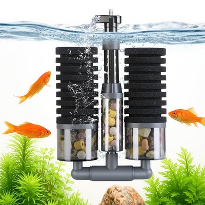 Dual Sponge Aquarium Filter AirPowered UltraQuiet Fits 1040 Gal Fish Tanks
