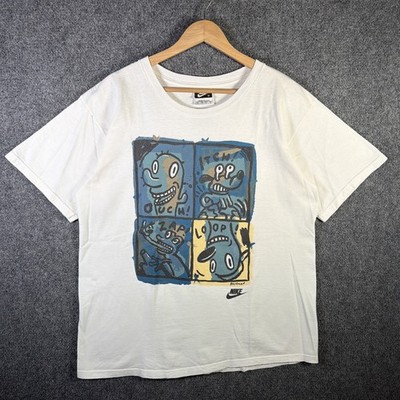 Vintage Nike ACG Shirt Mens Large White 90s Baseman Cartoon Rare Grail USA