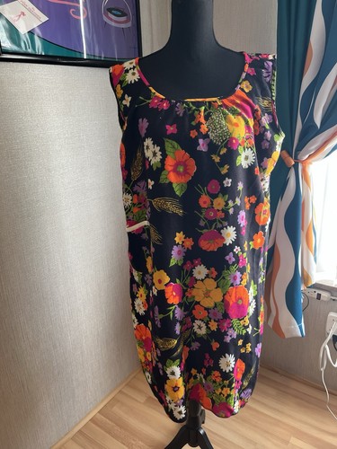 Vintage 60s 70s Flower Power House Dress Hippie Psychedelic Mod Homemade