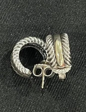 David Yurman Signature Small Cable Hoop Sterling 14k Yellow Gold Earrings