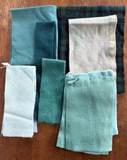 Wool Fabric Lot Primitive Rug Hooking Applique Teal Turquoise Blue Green Solids