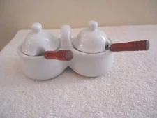 Vintage Ceramic Cream & Sugar Set With Spoons " BEAUTIFUL COLLECTIBLE SET "