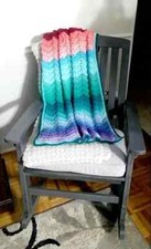 crochet handmade baby rainbow blanket car seat girls 36” X 43” ripple new