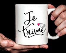 Je T'aime Coffee Mug, I Love You Gift, Wife Gift Sister Gift Mom Gift