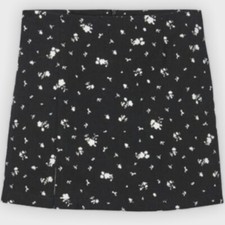 Art Class Girls Floral Notch Front A-Line Skirt Black Size S 6/6x 