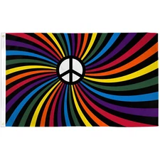 RAINBOW PEACE SWIRL 3'x5'  NOVELTY POLY FLAG