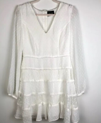 DO+BE White Long Sleeve Lace Mini Dress Size Medium