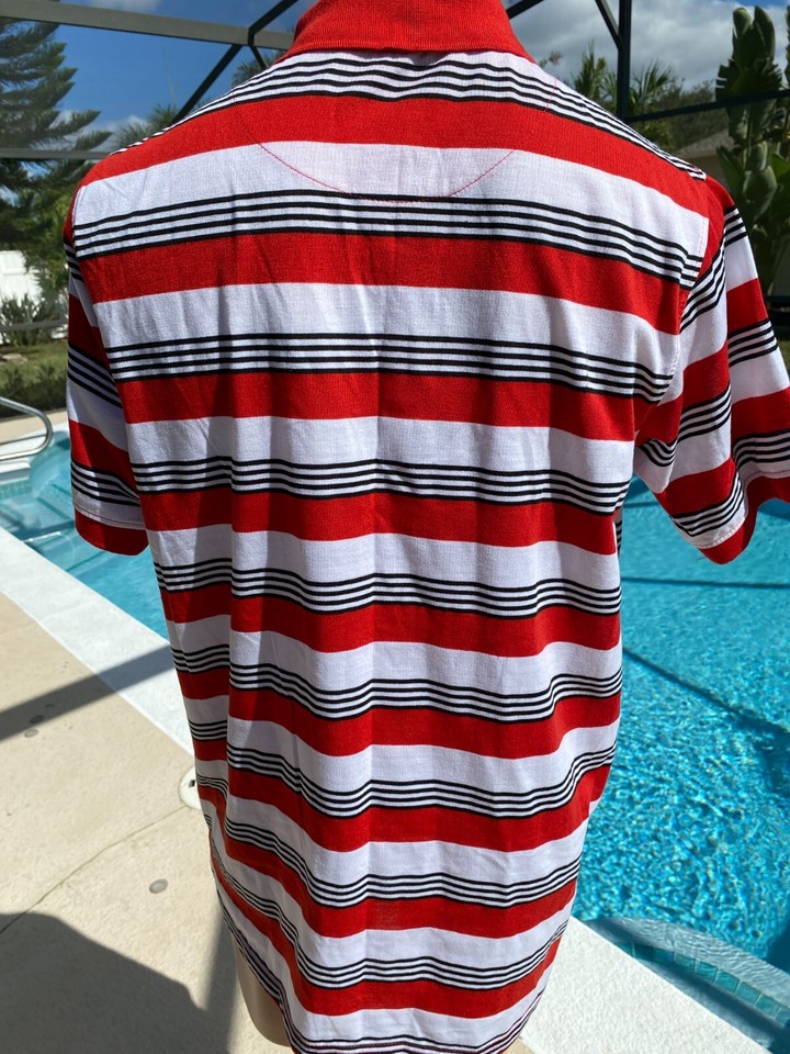 Alberto Cardinali Logo New York Red White Striped Polo shirt mens L