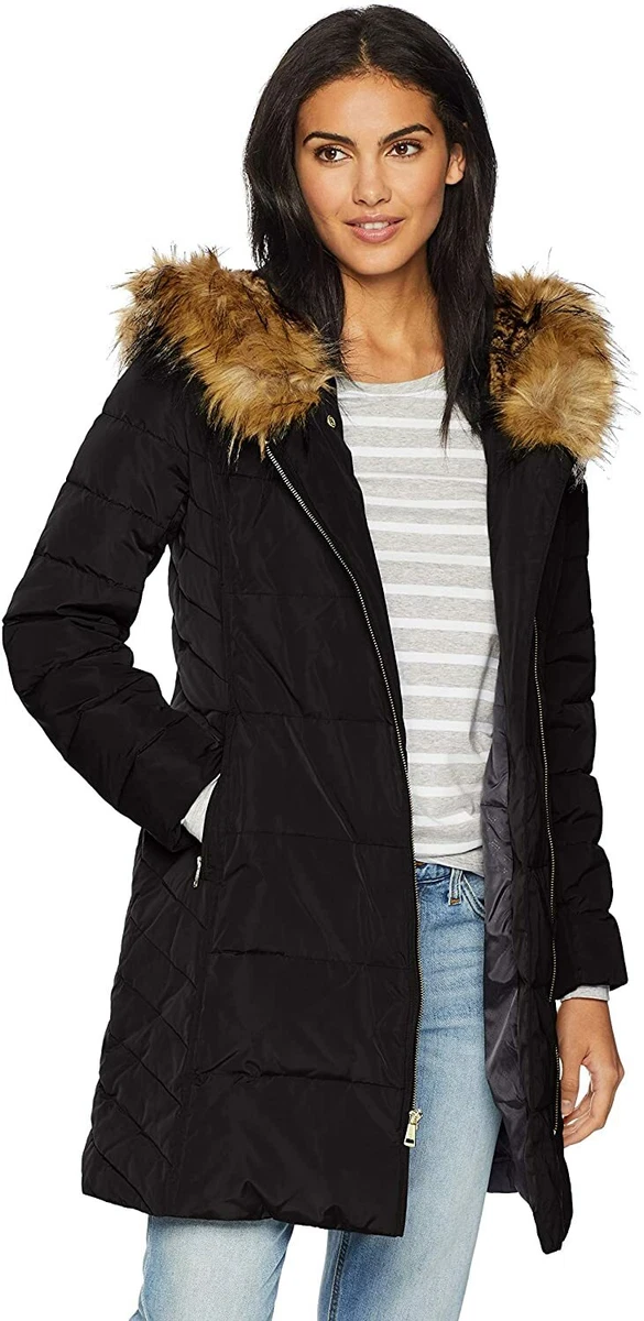 Cole haan faux shop fur trim down coat
