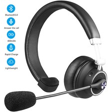 Bluetooth 5.0 Headphone Mic Wireless Phone Headset Clear Chat for Trucker Office