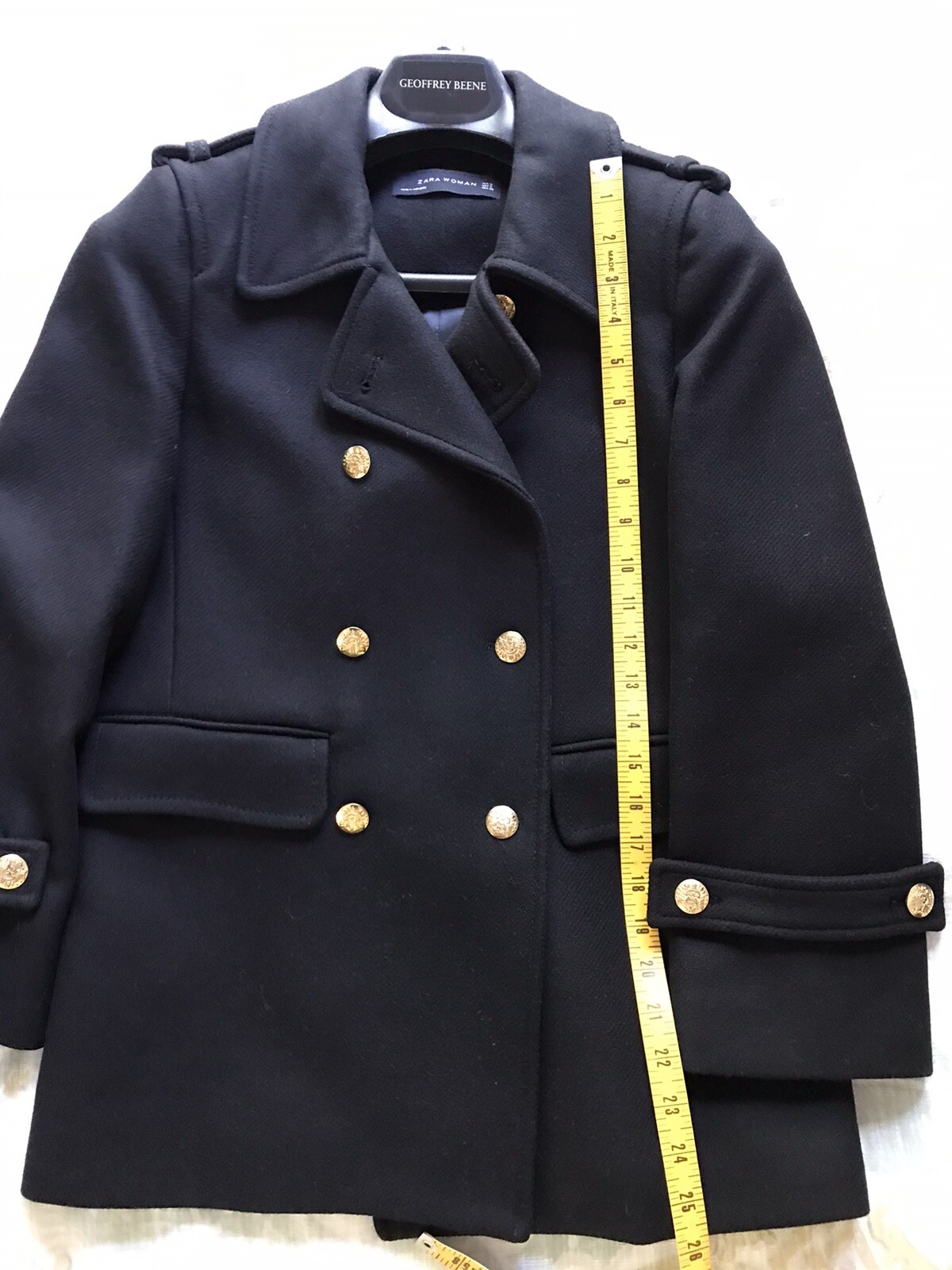 ZARA Woman Military Style 75 Wool Jacket With Golden… Gem