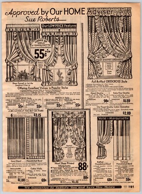 1932 Sears Western States Catalog Page  191-192 Curtains Approved Sue Roberts