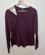 BOLD ELEMENTS Burgundy  Cold Shoulder Jersey Long Sleeve Tee Sz L Cotton NWOT 