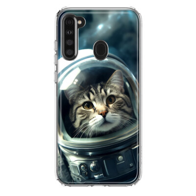 Mundaze Case for Samsung Galaxy A21 Cover Space Astronaut Cat