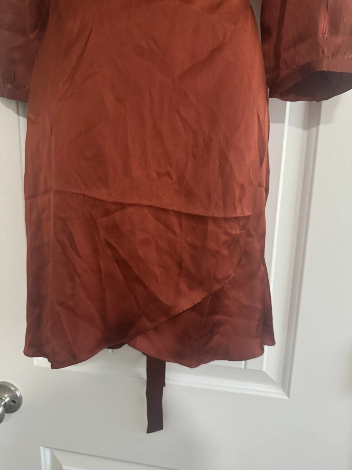 UNDERCOVER Mini Abito Secret Mission Rust Wrap Seta Maniche Lunghe Taglia S